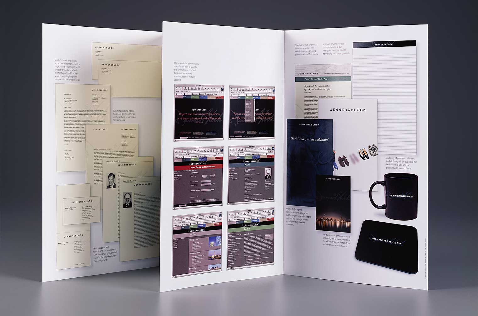 jenner-and-block_branding-manual-inside.jpg Art Direction by: Bart Crosby, Crosby Associates